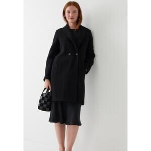 J.CREW Daphne Topcoat in Italian Boiled Wool Black US 2